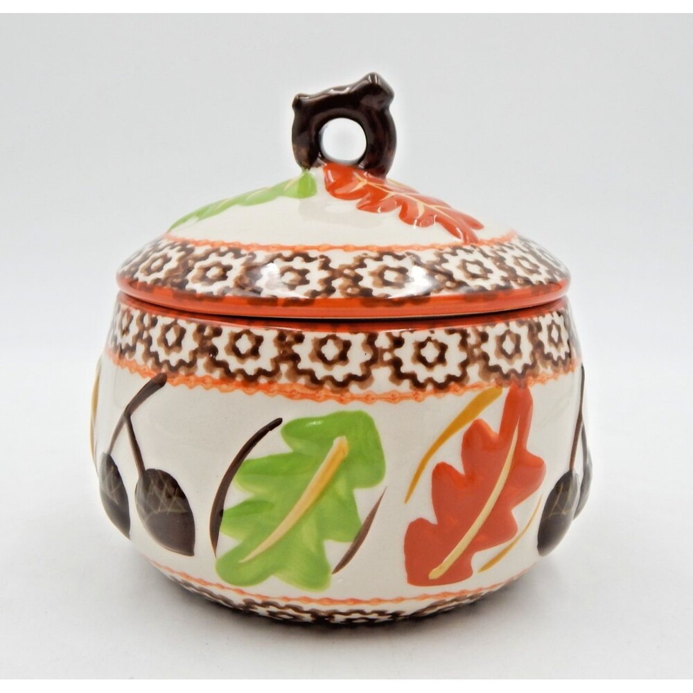 Temp-tations By Tara Harvest Soup Leaves Acorns Mini Serving Bowl 16 oz Lid 4 In